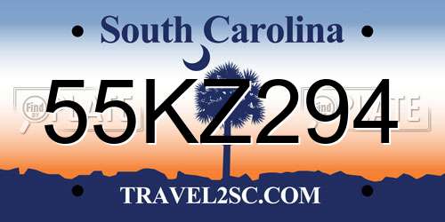 55KZ294 South Carolina License Plate