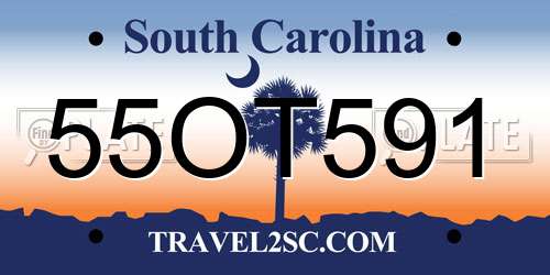 55OT591 South Carolina License Plate