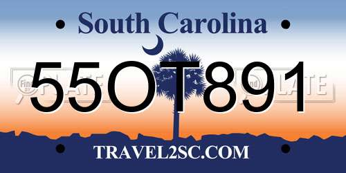 55OT891 South Carolina License Plate