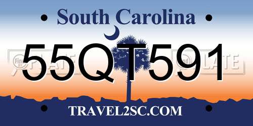 55QT591 South Carolina License Plate