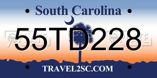 55TD228 South Carolina License Plate