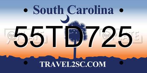 55TD725 South Carolina License Plate