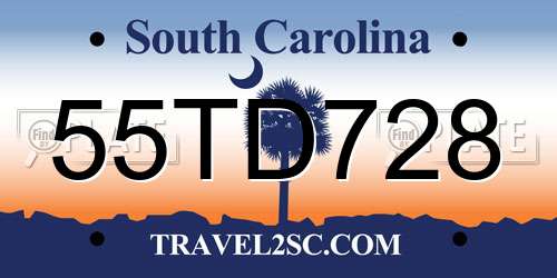 55TD728 South Carolina License Plate