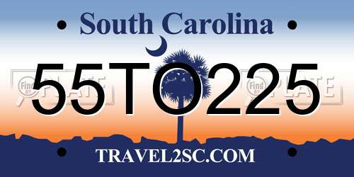 55TO225 South Carolina License Plate