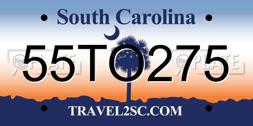 55TO275 South Carolina License Plate