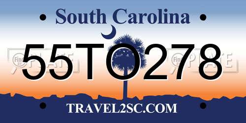 55TO278 South Carolina License Plate