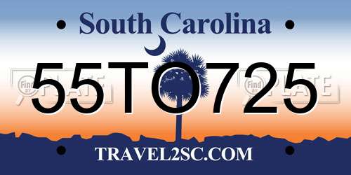 55TO725 South Carolina License Plate
