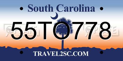 55TO778 South Carolina License Plate