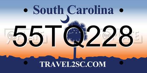 55TQ228 South Carolina License Plate