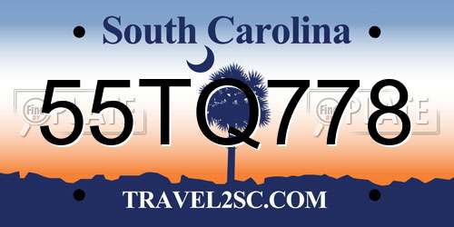 55TQ778 South Carolina License Plate