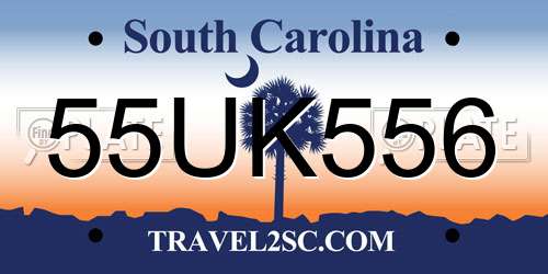 55UK556 South Carolina License Plate