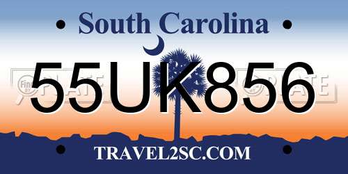 55UK856 South Carolina License Plate