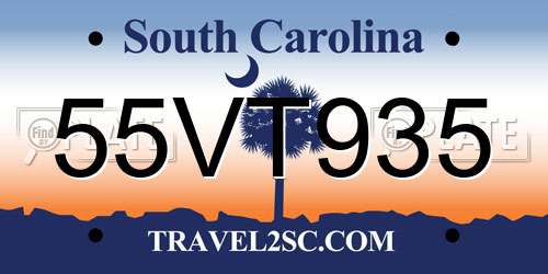 55VT935 South Carolina License Plate