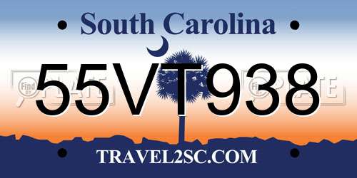 55VT938 South Carolina License Plate