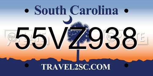 55VZ938 South Carolina License Plate