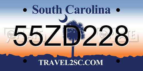 55ZD228 South Carolina License Plate