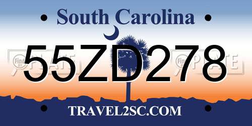 55ZD278 South Carolina License Plate