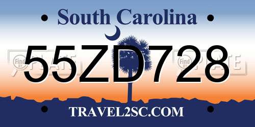 55ZD728 South Carolina License Plate