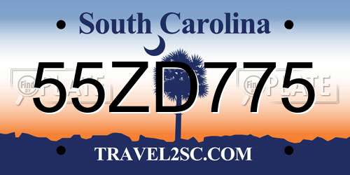 55ZD775 South Carolina License Plate