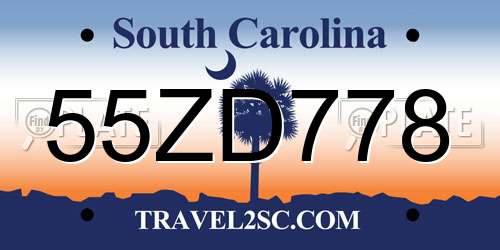 55ZD778 South Carolina License Plate