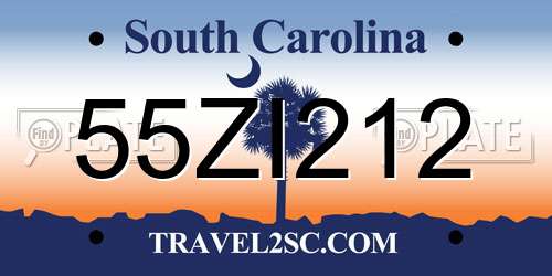 55ZI212 South Carolina License Plate