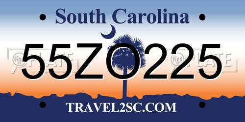 55ZO225 South Carolina License Plate