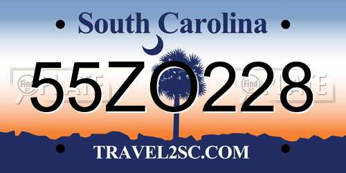 55ZO228 South Carolina License Plate