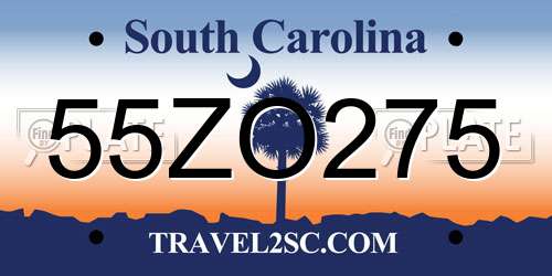 55ZO275 South Carolina License Plate