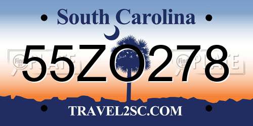 55ZO278 South Carolina License Plate