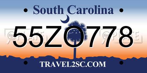55ZO778 South Carolina License Plate