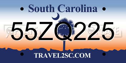 55ZQ225 South Carolina License Plate