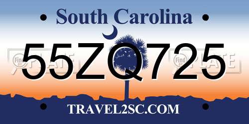 55ZQ725 South Carolina License Plate