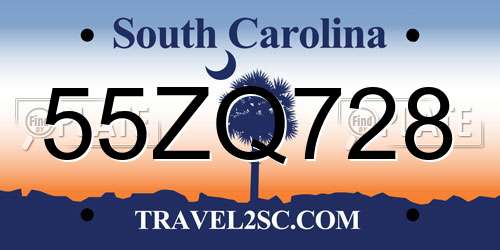55ZQ728 South Carolina License Plate