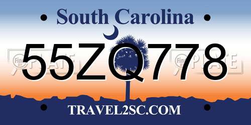55ZQ778 South Carolina License Plate