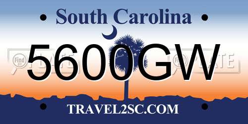 5600GW South Carolina License Plate