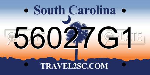 56027G1 South Carolina License Plate