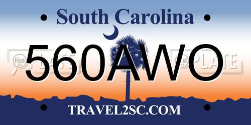 560AWO South Carolina License Plate