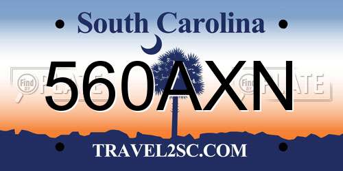 560AXN South Carolina License Plate
