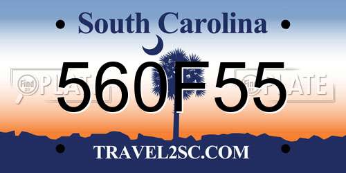 560F55 South Carolina License Plate