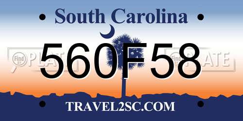 560F58 South Carolina License Plate