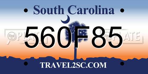 560F85 South Carolina License Plate