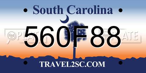 560F88 South Carolina License Plate