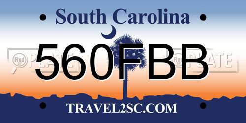 560FBB South Carolina License Plate