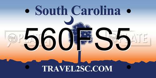 560FS5 South Carolina License Plate