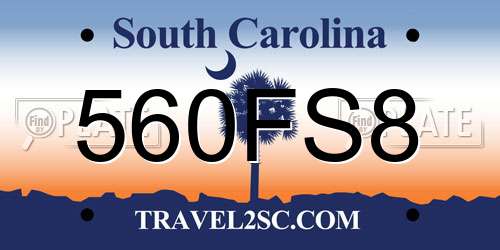 560FS8 South Carolina License Plate