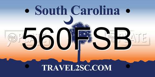 560FSB South Carolina License Plate