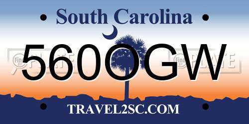 560OGW South Carolina License Plate