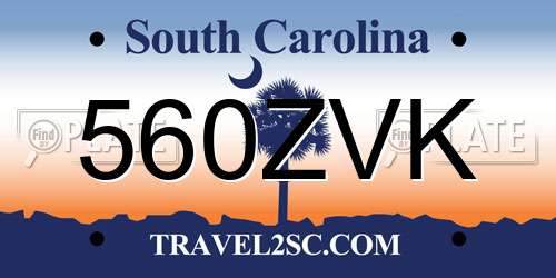 560ZVK South Carolina License Plate
