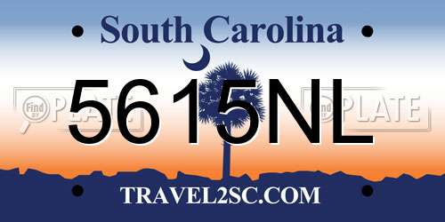 5615NL South Carolina License Plate