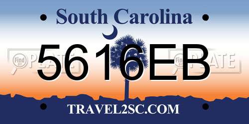 5616EB South Carolina License Plate